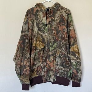 Vintage Liberty Rugged Outdoor Men’s 2XL Zip Up Hooded Camo Bomber Lined Jacket
